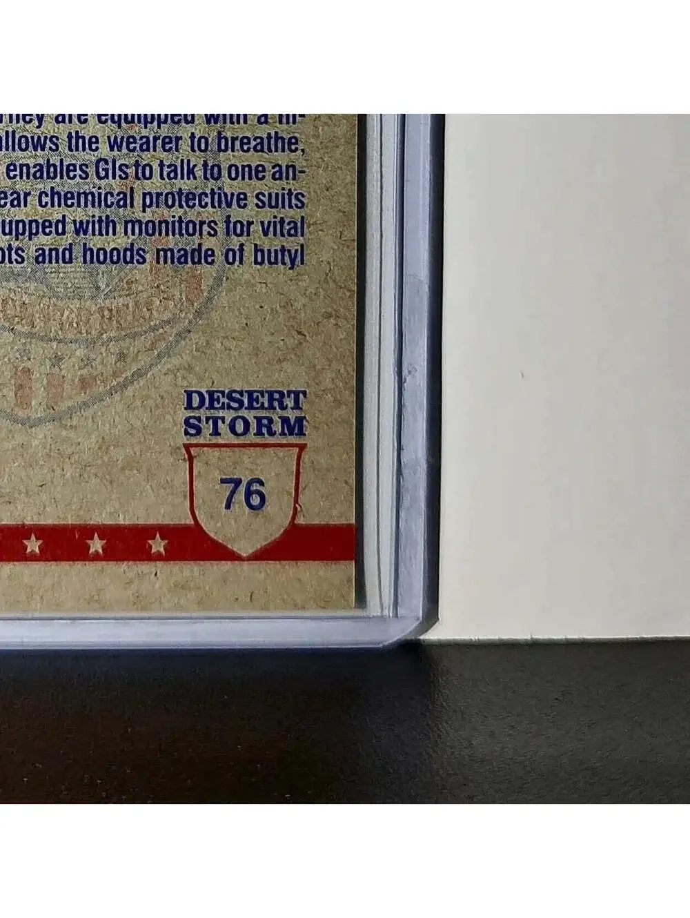 Wearing the Gas Mask 1991 Topps Desert Storm #76 Card